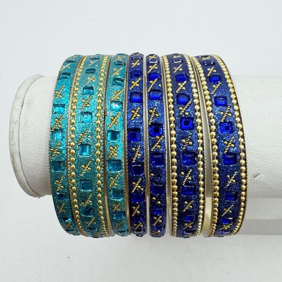 Set Of 8 Traditional Indian Bollywood Style Bangle Bracelets Bridal Wedding - Picture 3 of 13